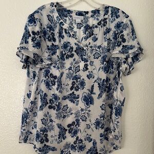Liz Claiborne Women's Blue Floral Top